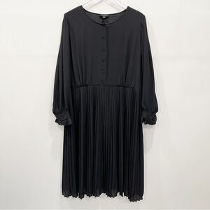 J. Crew Long Sleeve Pleated Button Front Carly Dress Size 20 Black